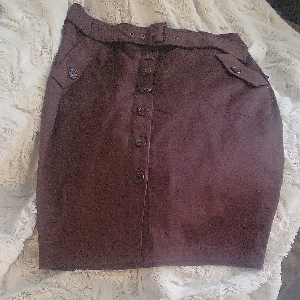 Elegant Chocolate Brown Button-Up Skirt